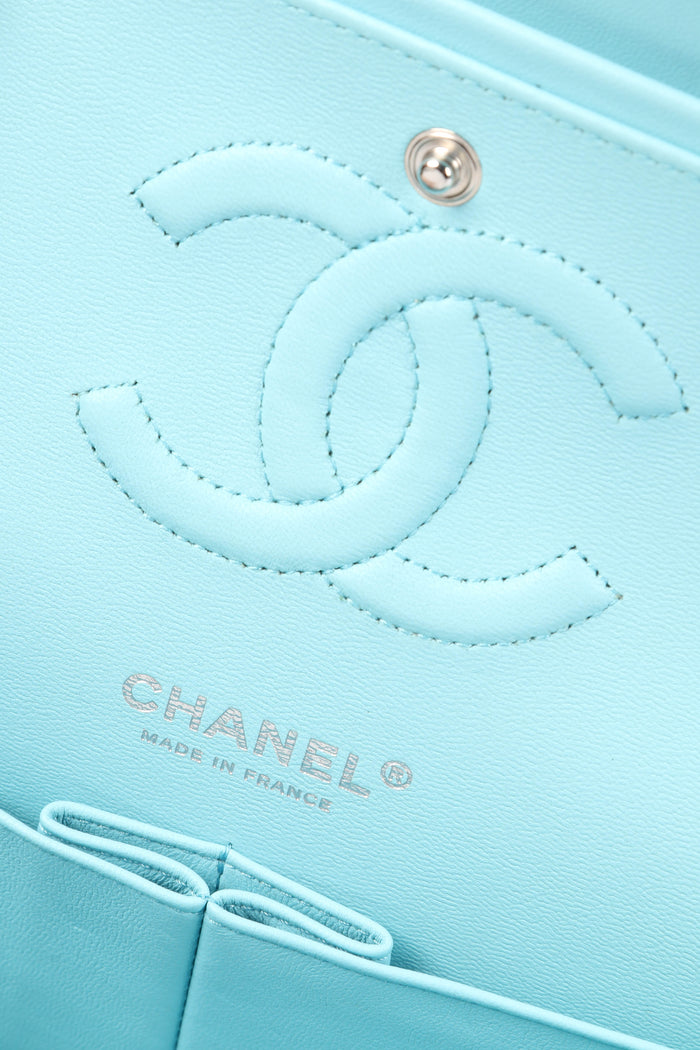 2020s Chanel Blue Lambskin Leather Medium Classic Double Flap Bag