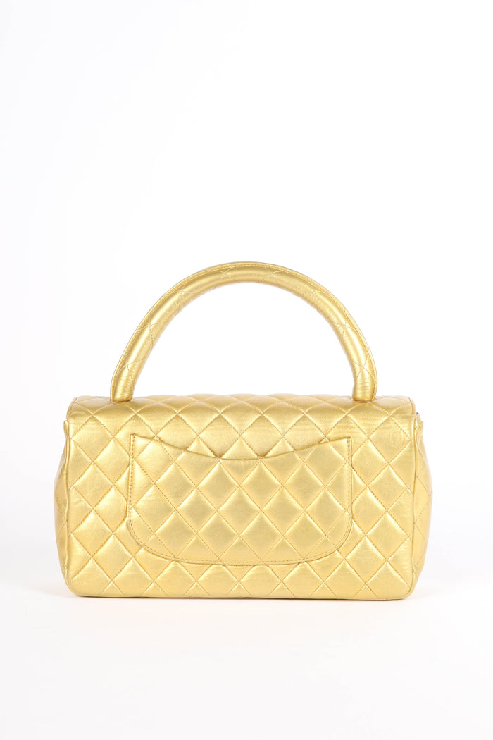 RARE 90s Chanel Gold Lambskin Leather Parent-Child Set