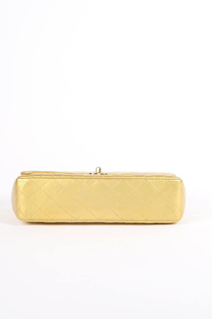 RARE 90s Chanel Gold Lambskin Leather Parent-Child Set