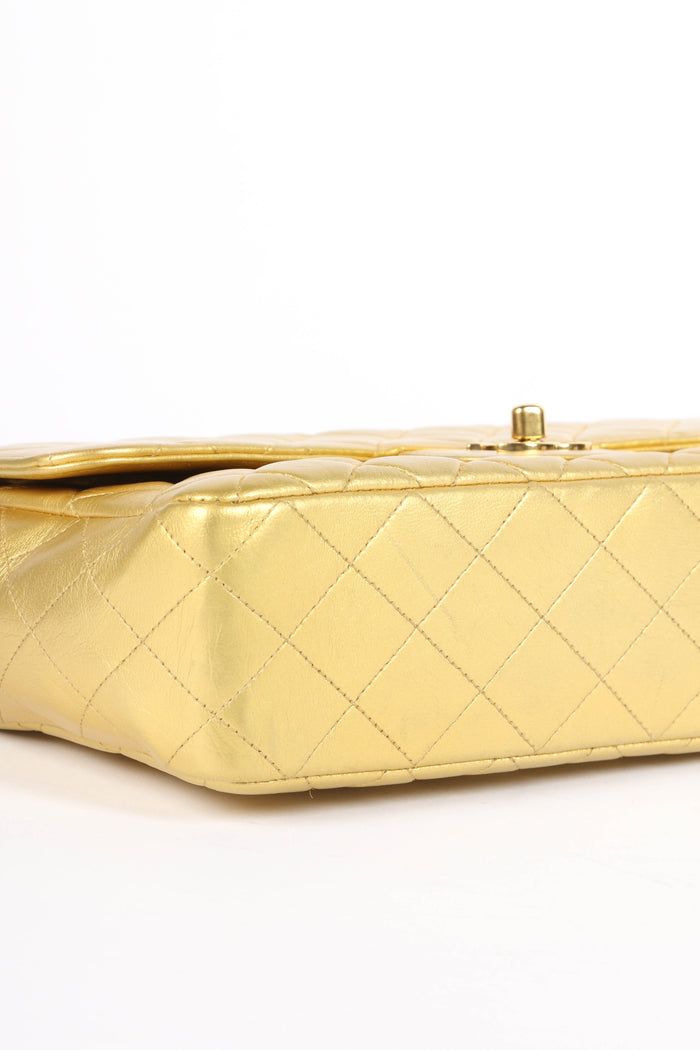 RARE 90s Chanel Gold Lambskin Leather Parent-Child Set