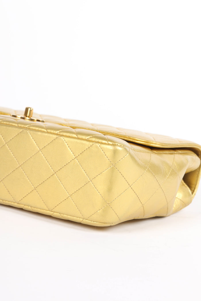 RARE 90s Chanel Gold Lambskin Leather Parent-Child Set