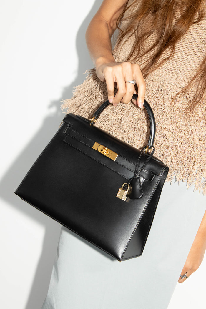 1996 Hermès Kelly 28cm Sellier in Black Box Calf Leather with GHW