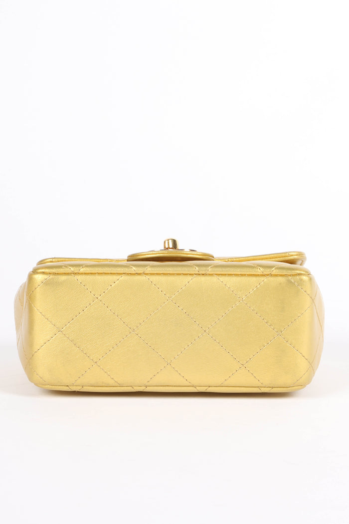 RARE 90s Chanel Gold Lambskin Leather Parent-Child Set