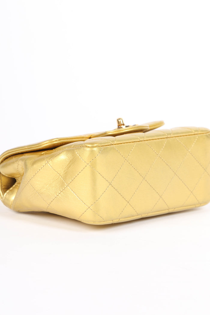 RARE 90s Chanel Gold Lambskin Leather Parent-Child Set