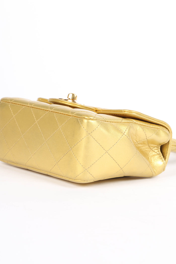 RARE 90s Chanel Gold Lambskin Leather Parent-Child Set