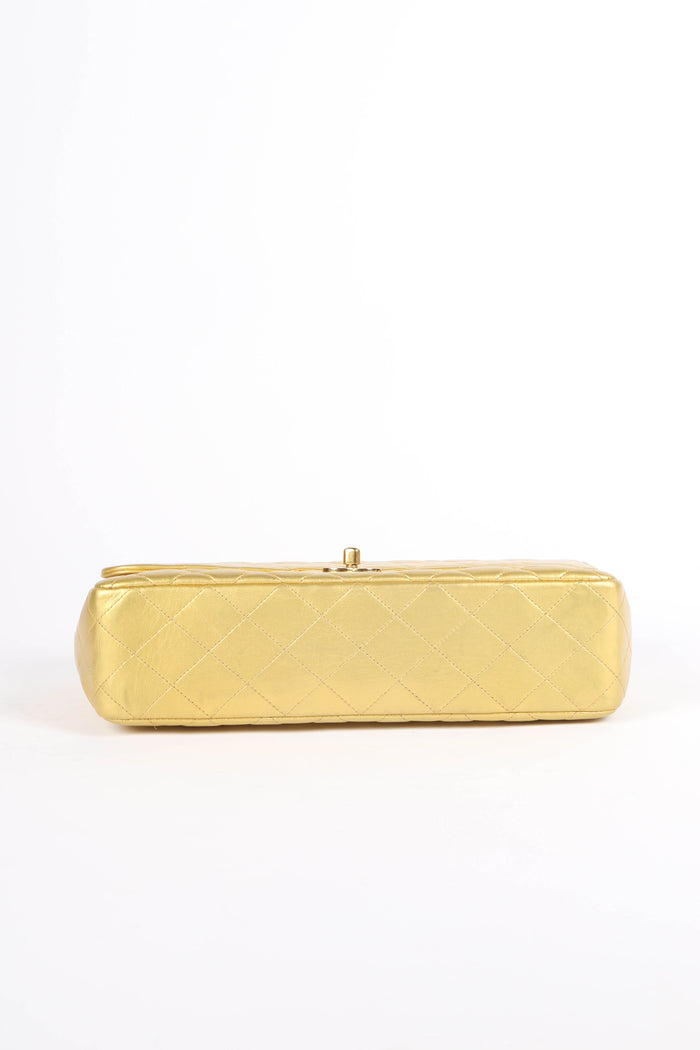 RARE 90s Chanel Gold Lambskin Leather Parent-Child Set