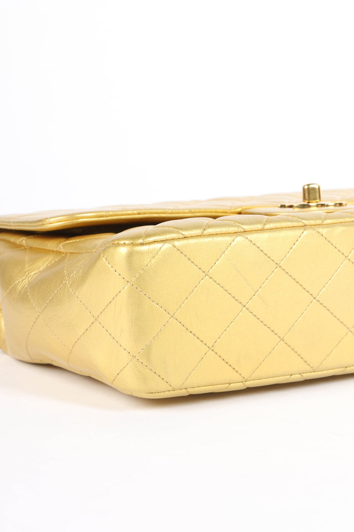 RARE 90s Chanel Gold Lambskin Leather Parent-Child Set
