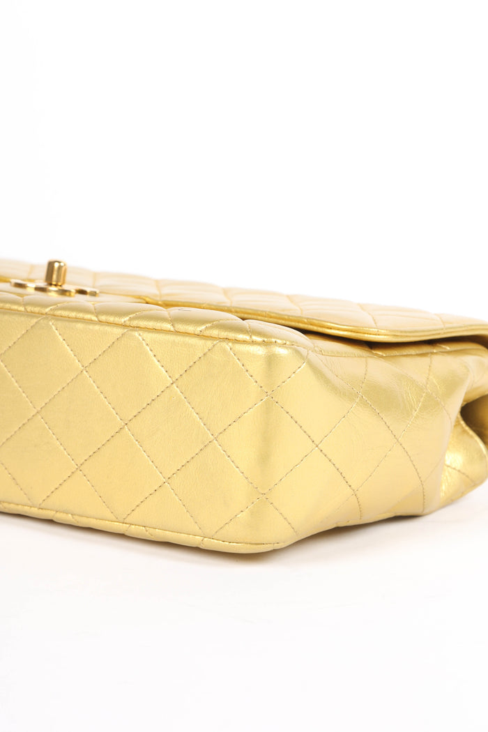RARE 90s Chanel Gold Lambskin Leather Parent-Child Set