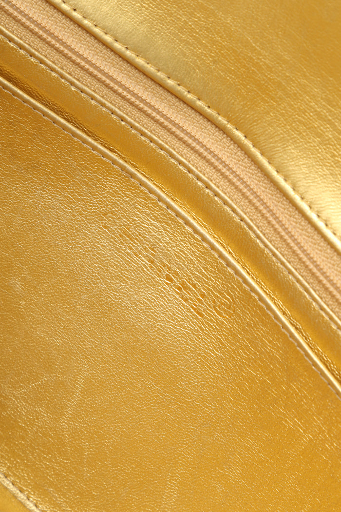 RARE 90s Chanel Gold Lambskin Leather Parent-Child Set