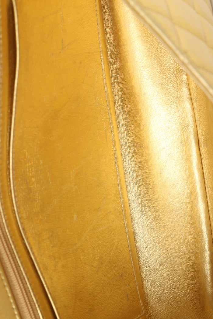 RARE 90s Chanel Gold Lambskin Leather Parent-Child Set