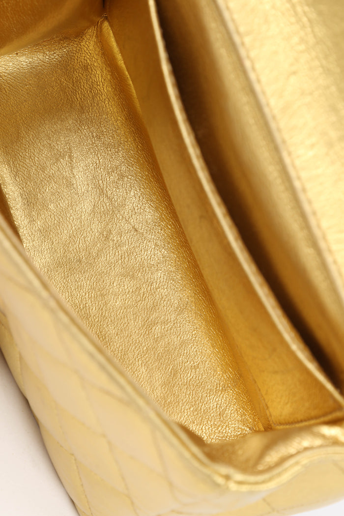 RARE 90s Chanel Gold Lambskin Leather Parent-Child Set