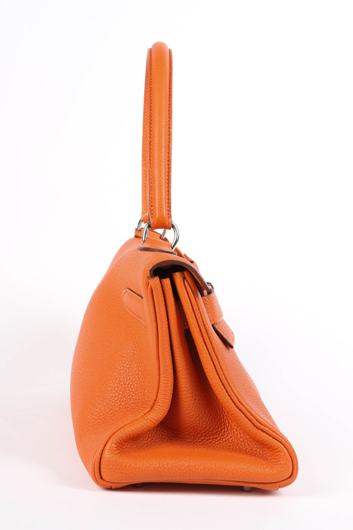2011 Hermès Orange Togo Leather Shoulder Kelly  with Palladium Hardware