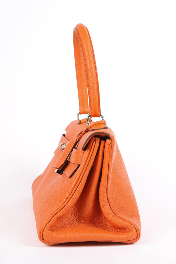 2011 Hermès Orange Togo Leather Shoulder Kelly  with Palladium Hardware