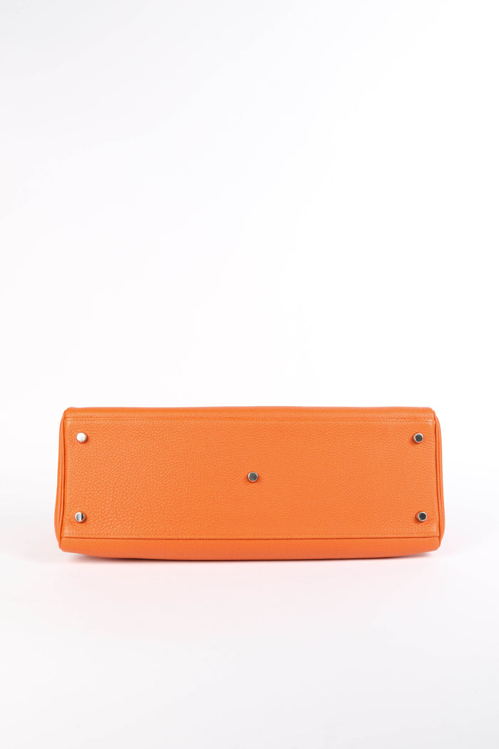 2011 Hermès Orange Togo Leather Shoulder Kelly  with Palladium Hardware