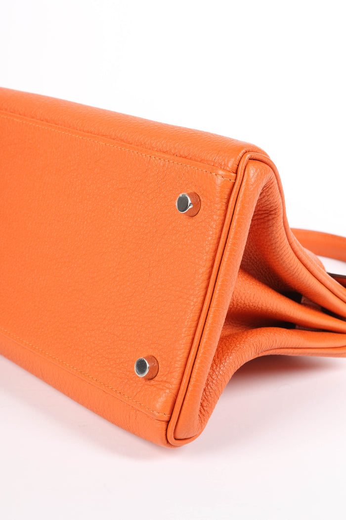 2011 Hermès Orange Togo Leather Shoulder Kelly  with Palladium Hardware
