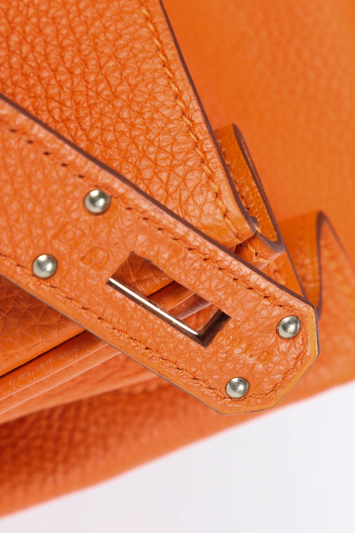 2011 Hermès Orange Togo Leather Shoulder Kelly  with Palladium Hardware