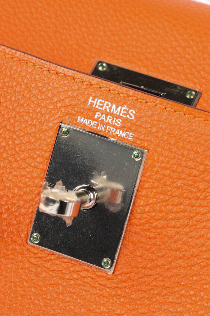 2011 Hermès Orange Togo Leather Shoulder Kelly  with Palladium Hardware