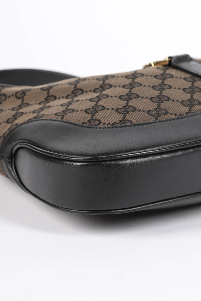 Vintage Gucci Dark Monogram Canvas Jackie Shoulder Bag