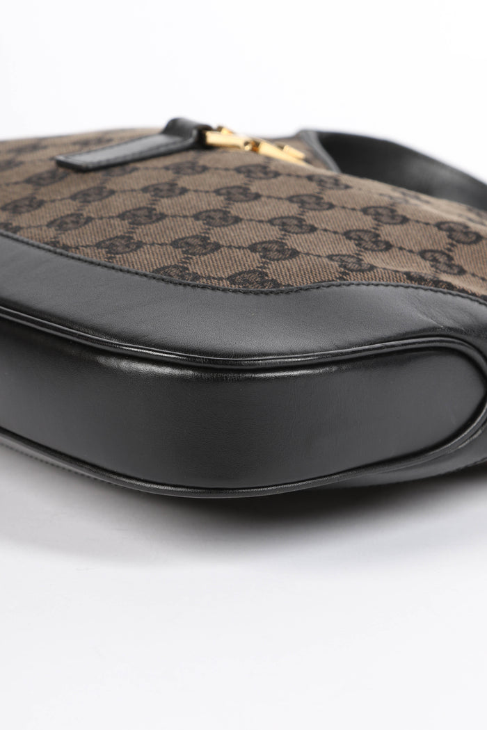 Vintage Gucci Dark Monogram Canvas Jackie Shoulder Bag