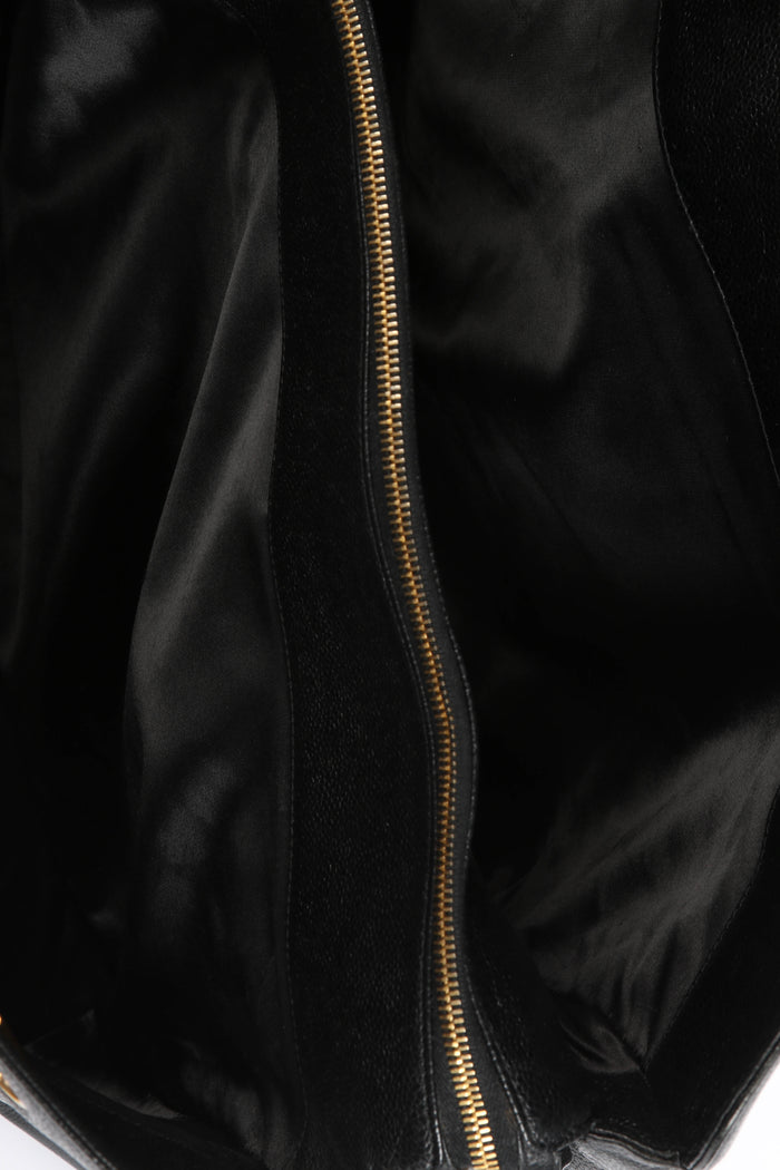 RARE 80s Chanel Black Caviar Leather Supermodel Tote Bag