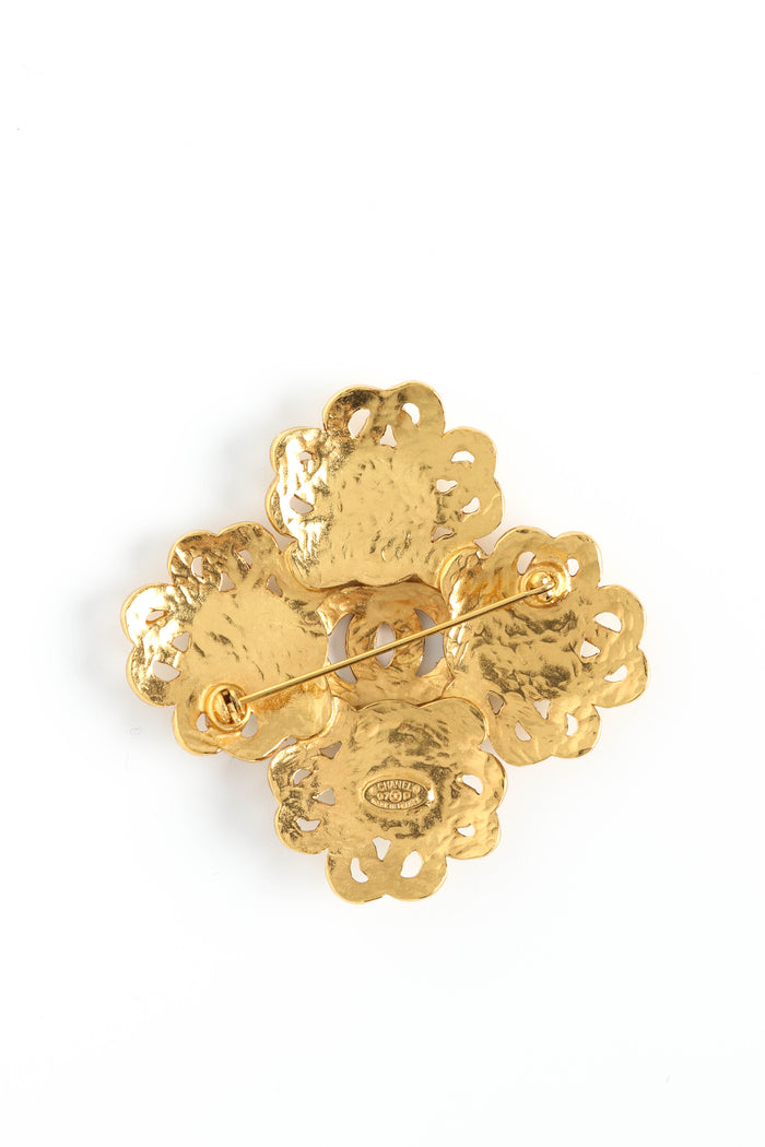 90s Chanel CC Clover Brooch