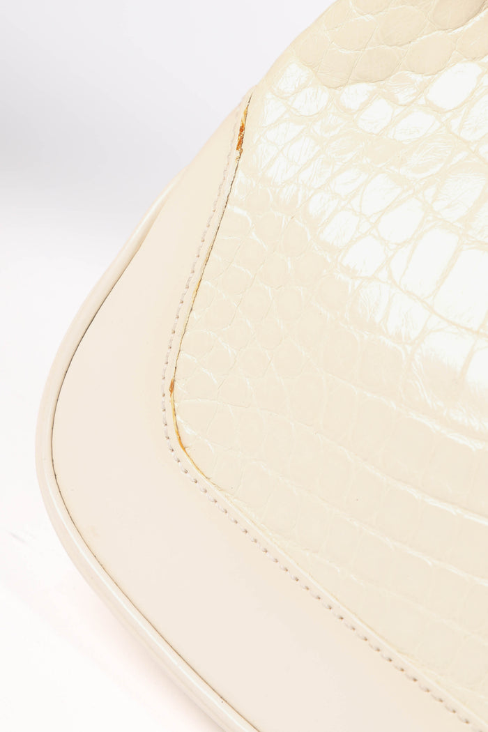RARE 2000s Gucci White Croc Embossed Chain Jackie Bag