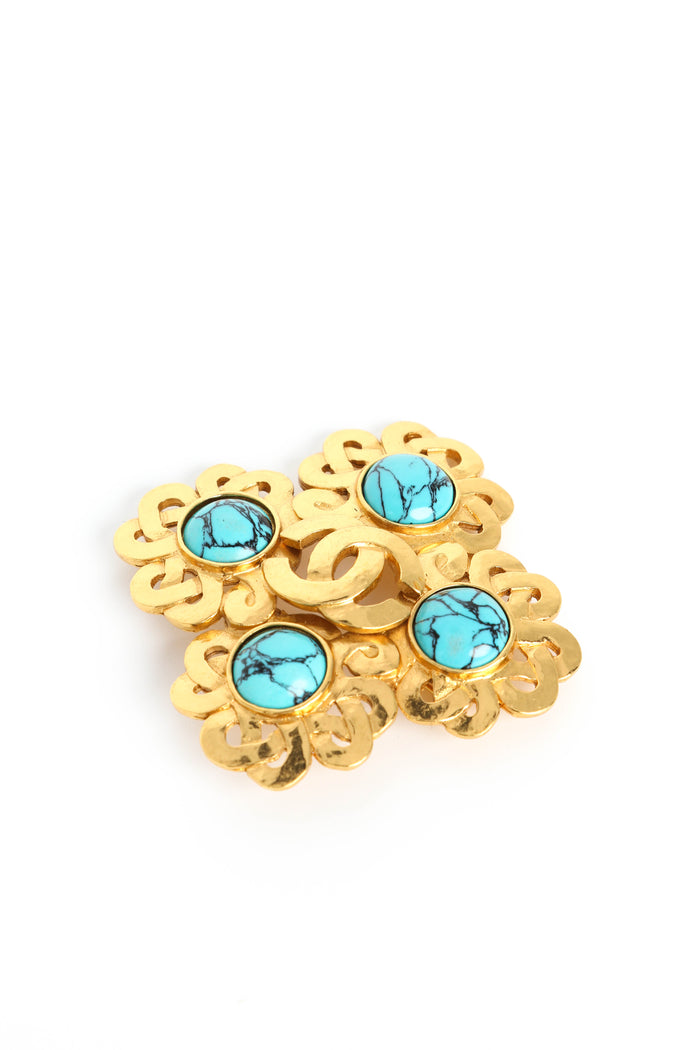 90s Chanel CC Clover Brooch