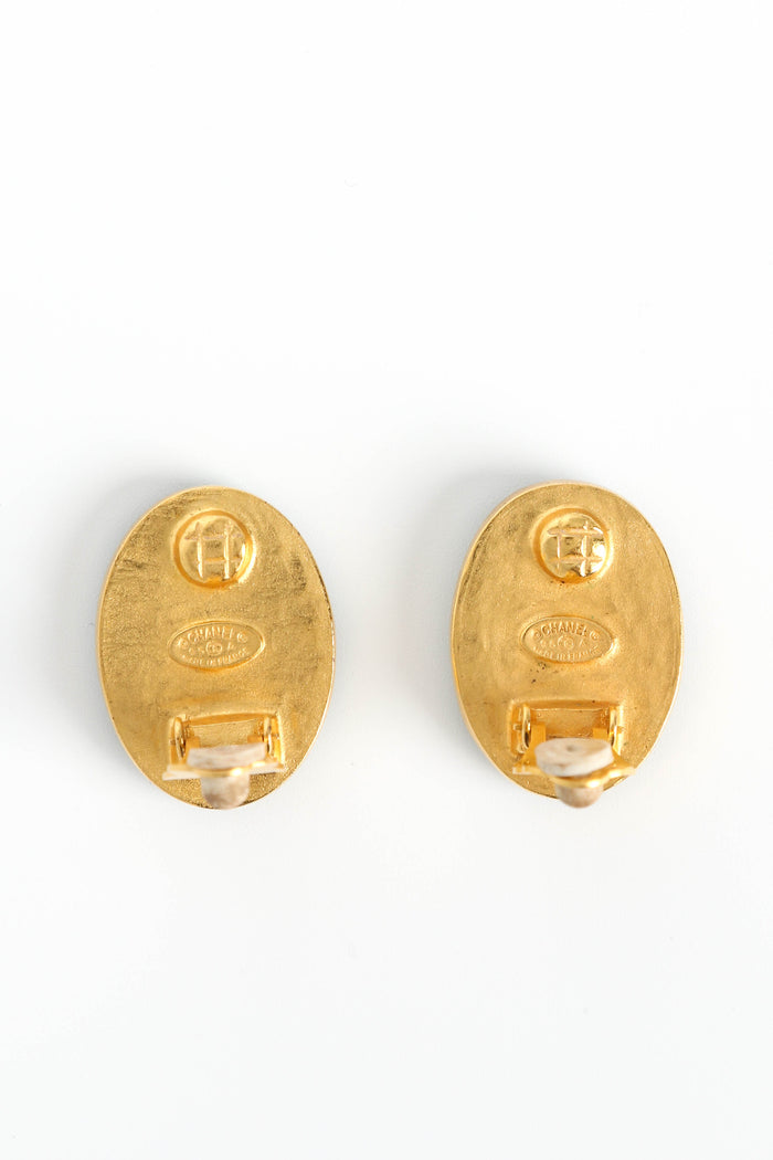 90s Chanel Green CC Clip-on Earrings