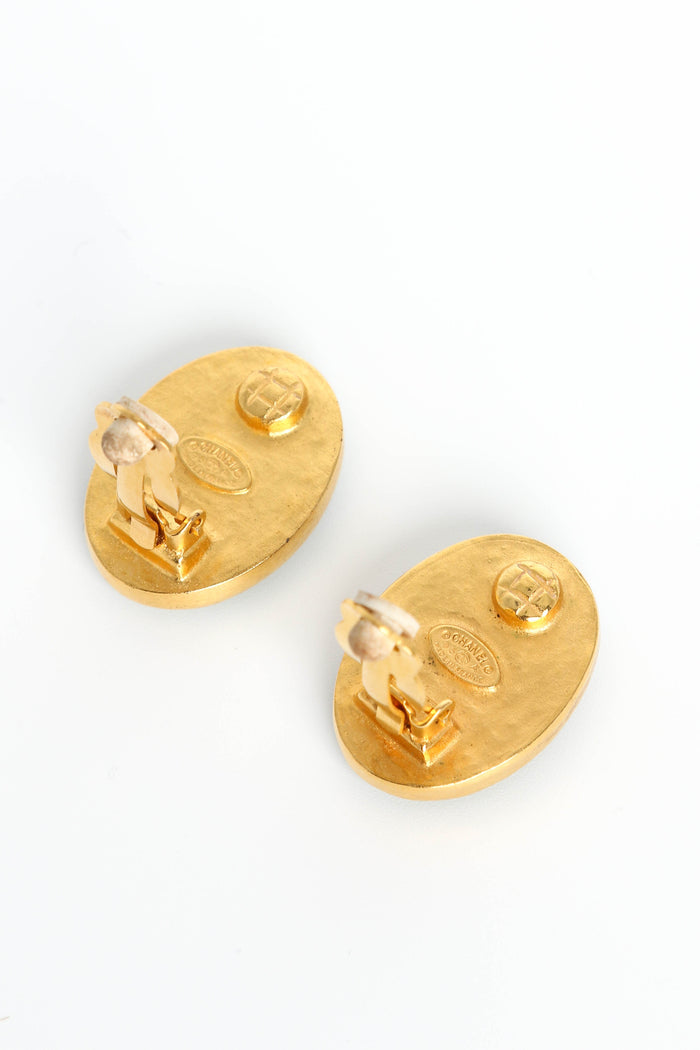 90s Chanel Green CC Clip-on Earrings