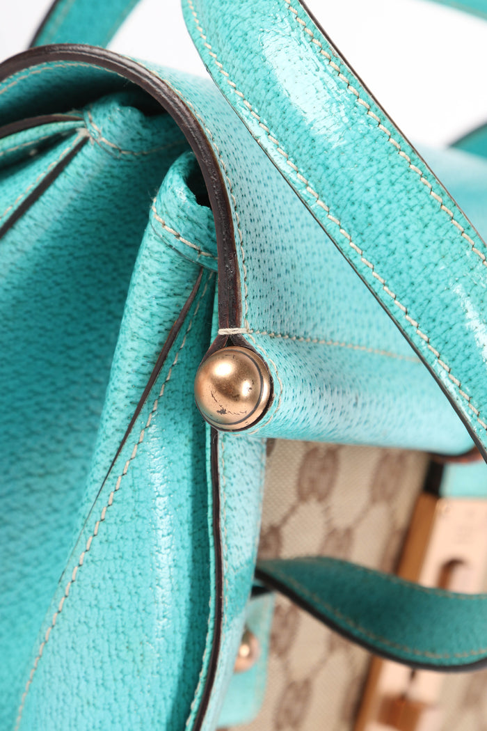 Vintage Gucci Monogram Canvas Bamboo Bullet Shoulder Bag