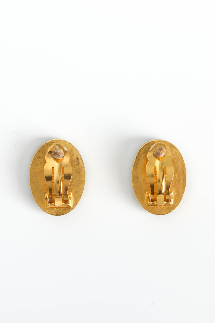90s Chanel Green CC Clip-on Earrings