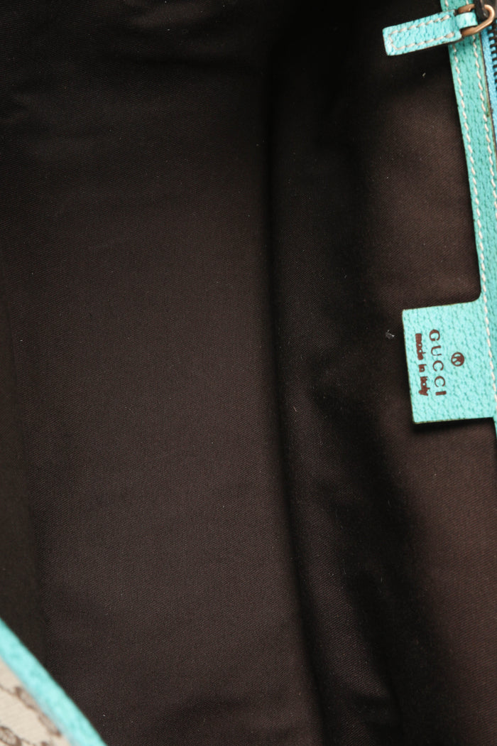 Vintage Gucci Monogram Canvas Bamboo Bullet Shoulder Bag