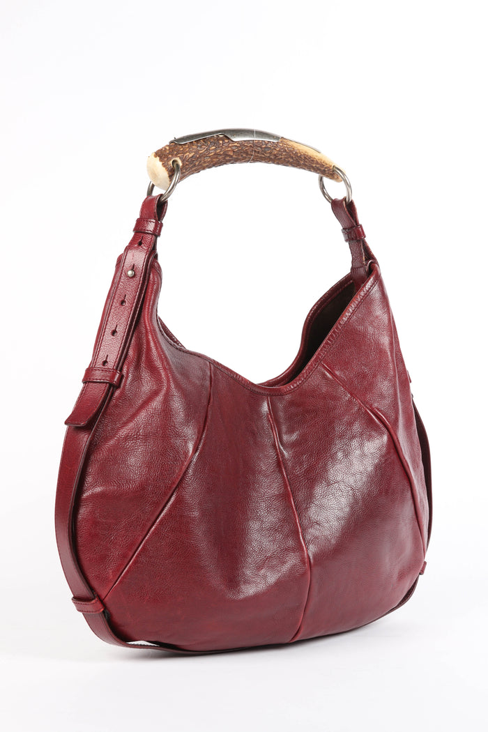 Vintage Yves Saint Laurent Burgundy Leather Mombasa Shoulder Bag