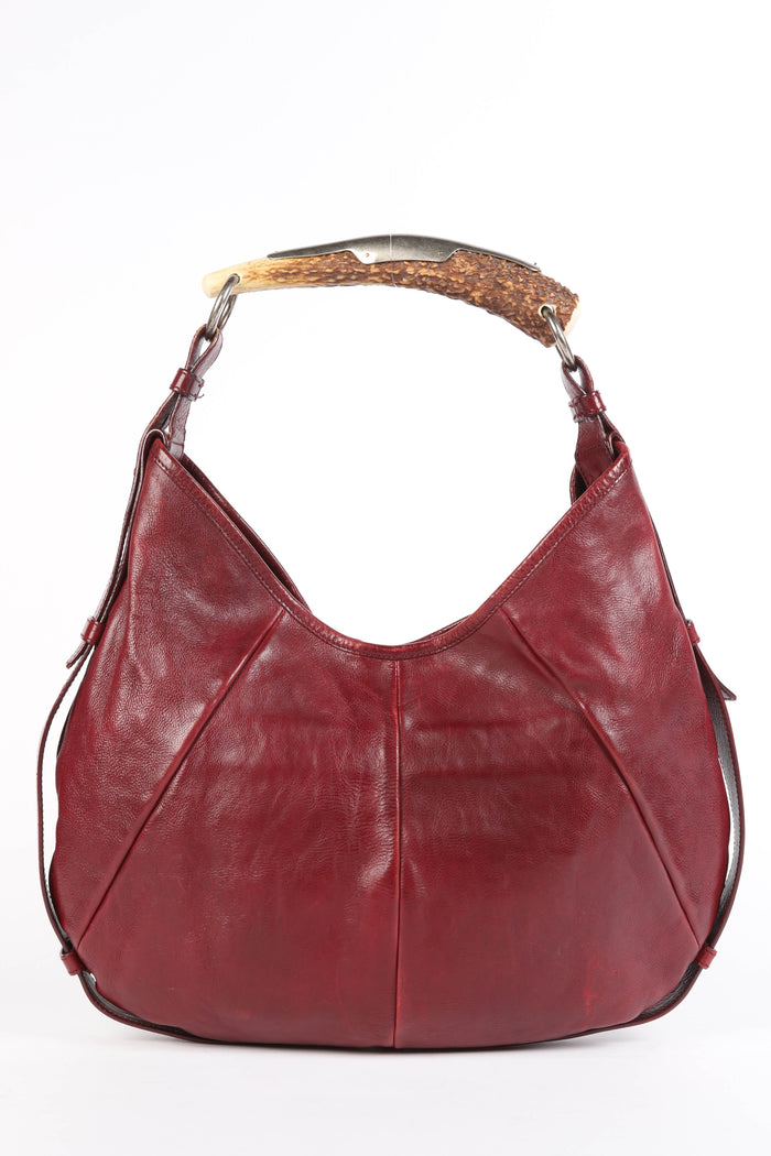 Vintage Yves Saint Laurent Burgundy Leather Mombasa Shoulder Bag