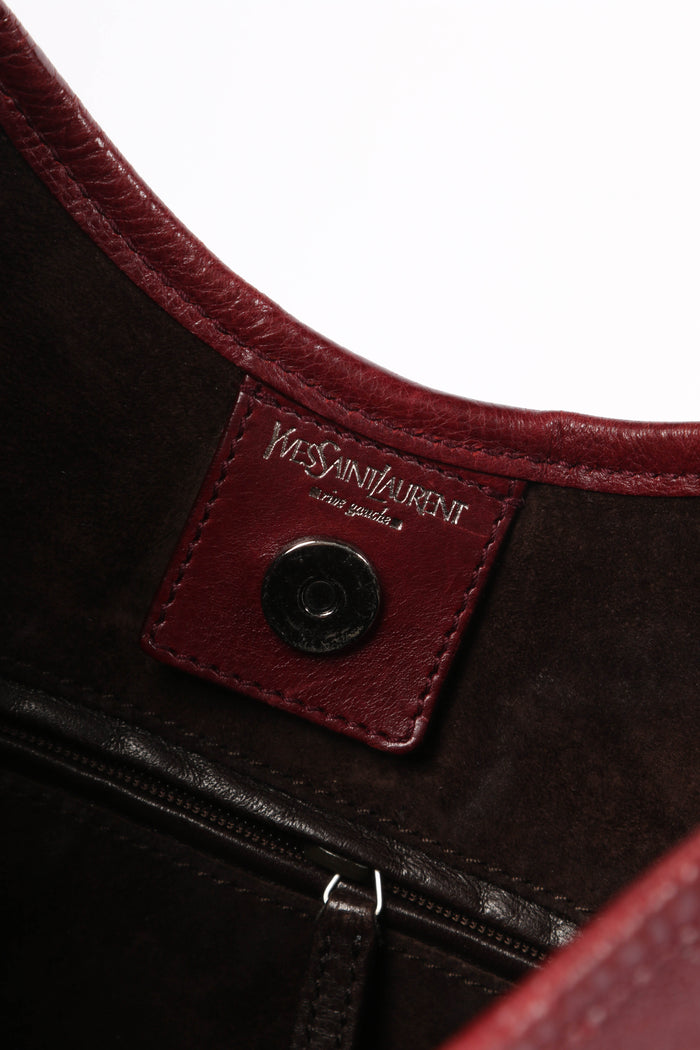 Vintage Yves Saint Laurent Burgundy Leather Mombasa Shoulder Bag