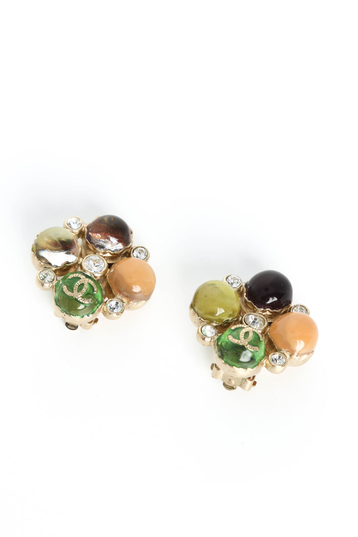 2000s Chanel Gripoix Jewelled Clip-on Earrings