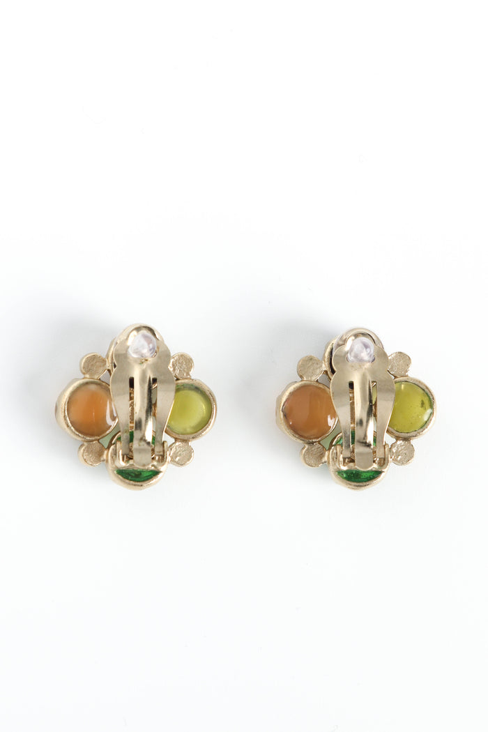 2000s Chanel Gripoix Jewelled Clip-on Earrings
