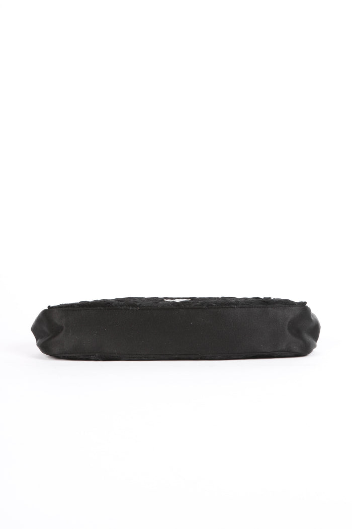 Vintage Prada Black Fur Kisslock Clutch Bag