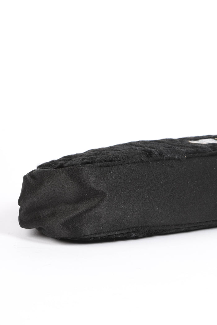 Vintage Prada Black Fur Kisslock Clutch Bag