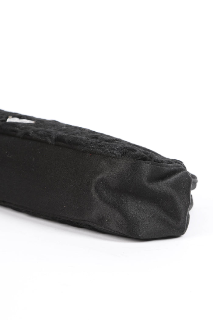 Vintage Prada Black Fur Kisslock Clutch Bag