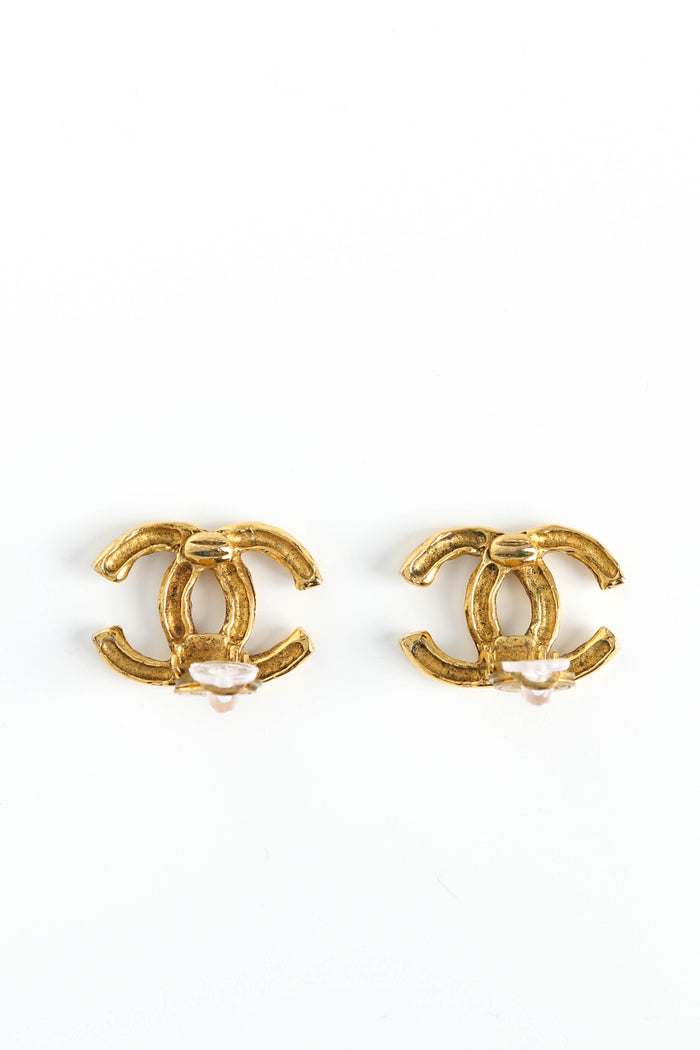 Vintage Chanel Hammered CC Clip-on Earrings