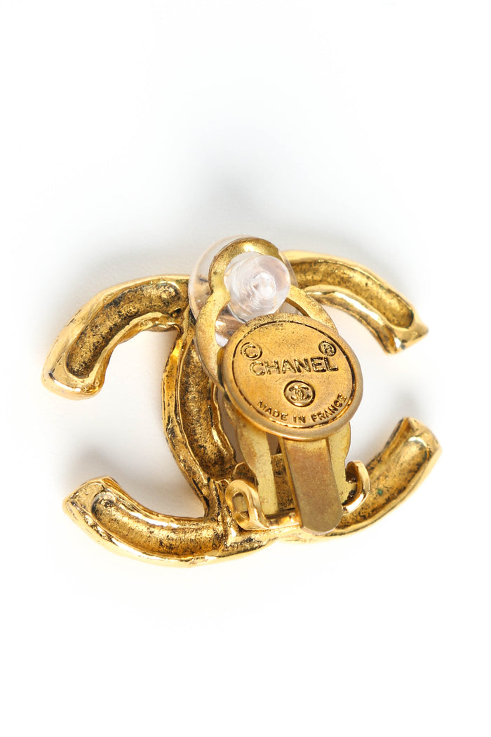 Vintage Chanel Hammered CC Clip-on Earrings