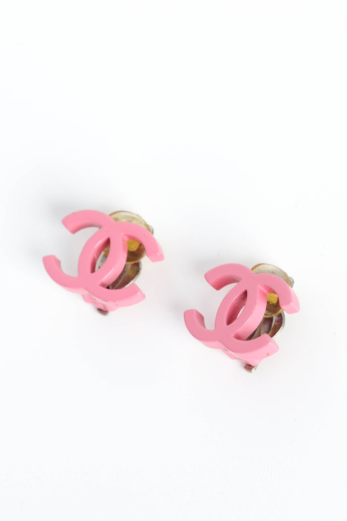 2000s Chanel Pink CC Clip-on Earrings