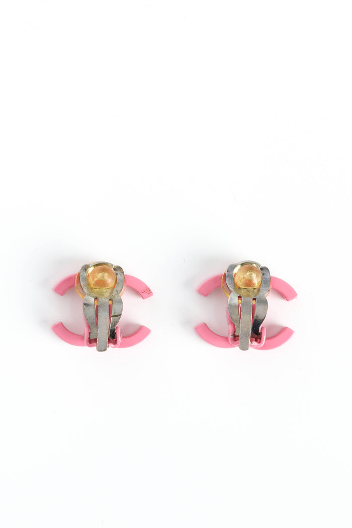 2000s Chanel Pink CC Clip-on Earrings