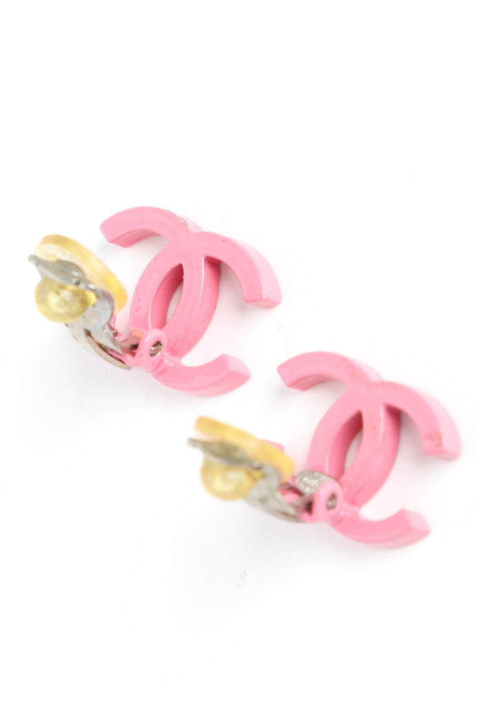 2000s Chanel Pink CC Clip-on Earrings