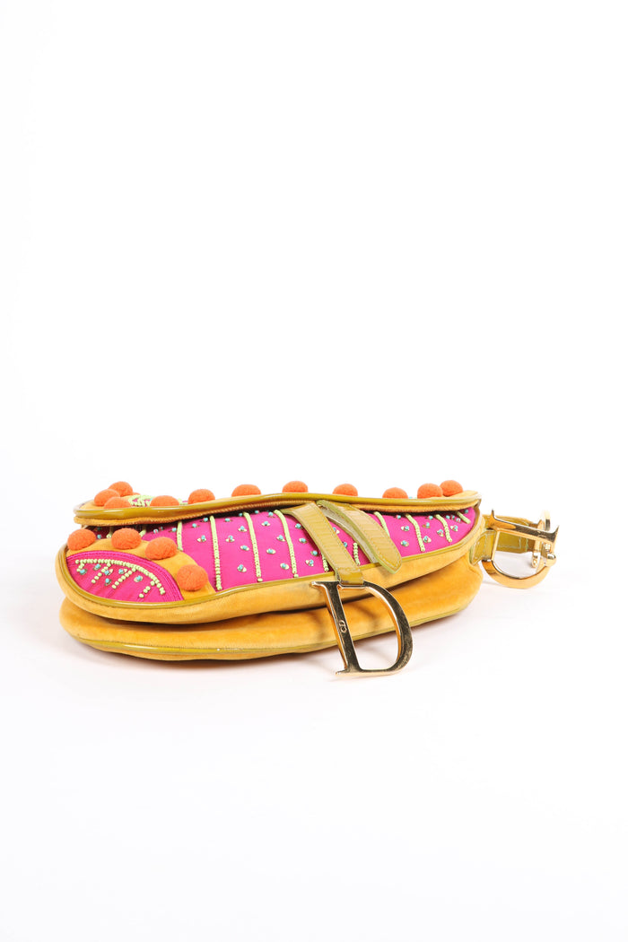 SUPER RARE 2000s Christian Dior Galliano Pink Pom Pom Saddle Bag