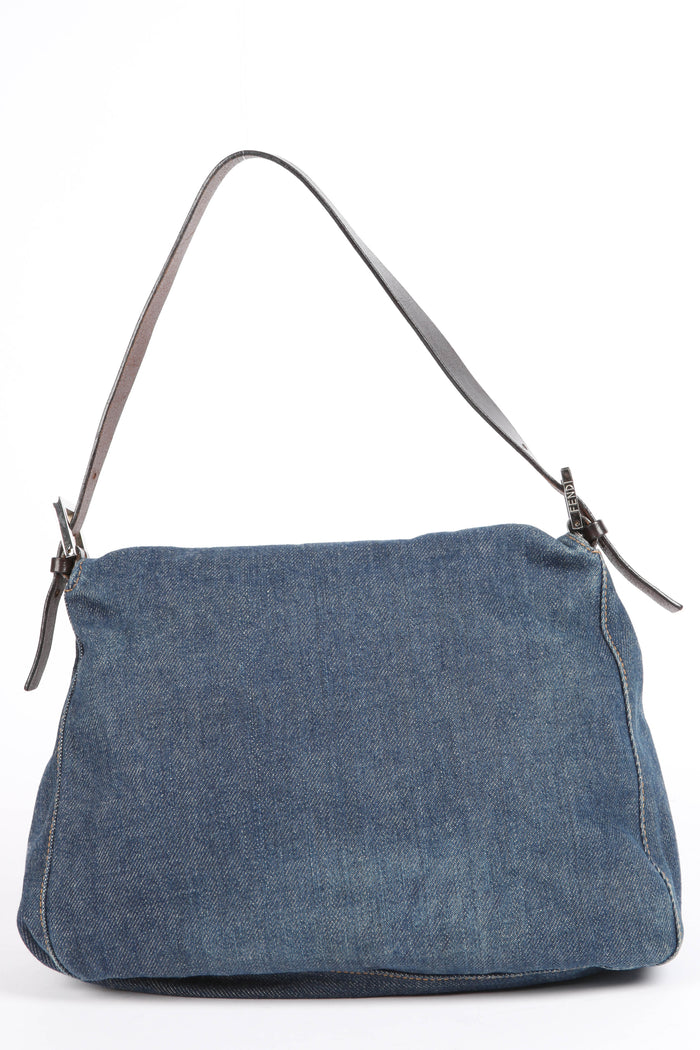Vintage Fendi Denim Mamma Baguette Shoulder Bag