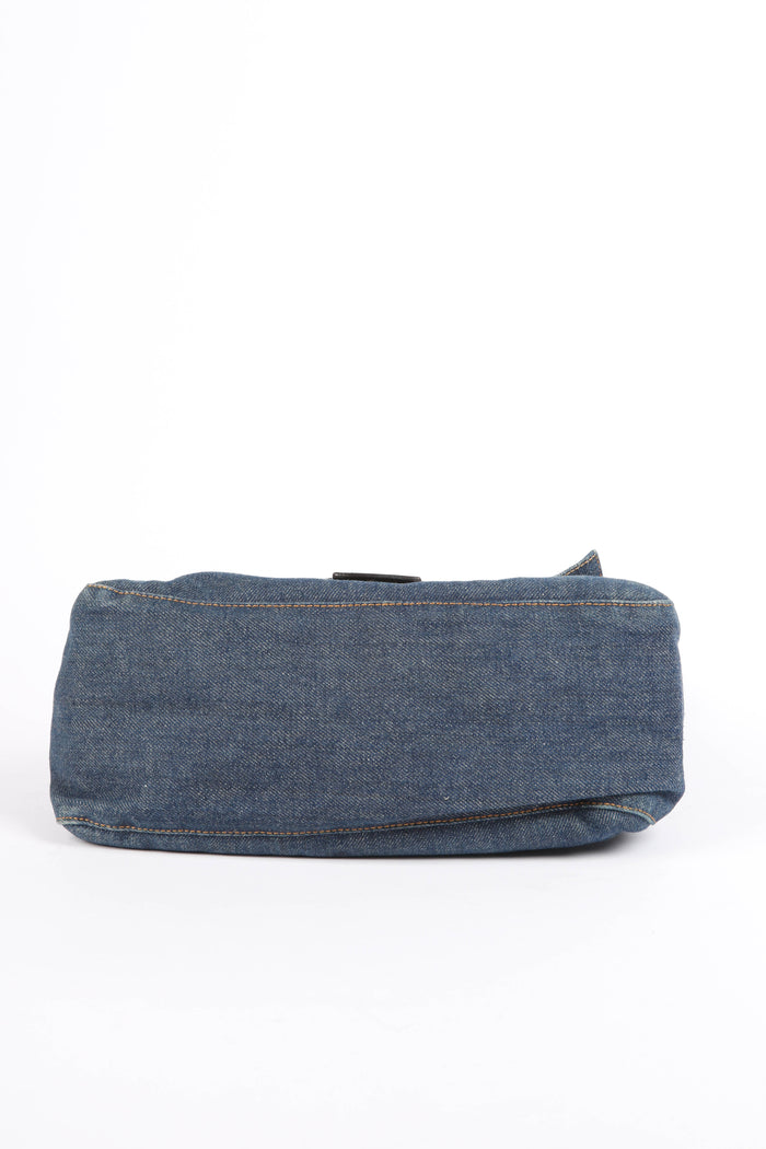 Vintage Fendi Denim Mamma Baguette Shoulder Bag