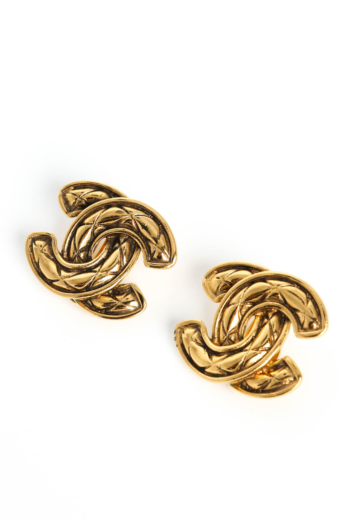Vintage Chanel Quilted CC Clip on Earrings