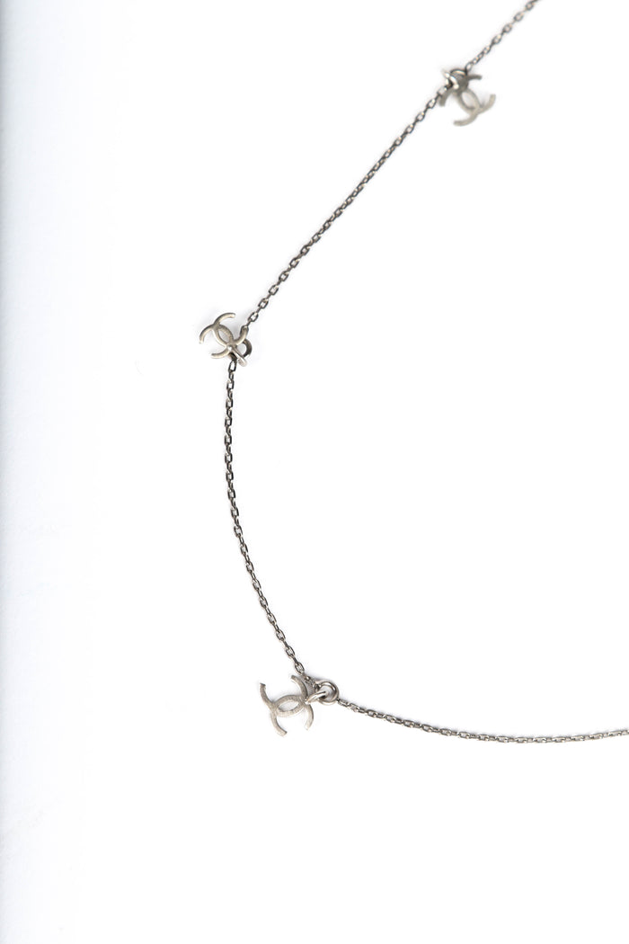 2000s Chanel Silver CC Long Necklace